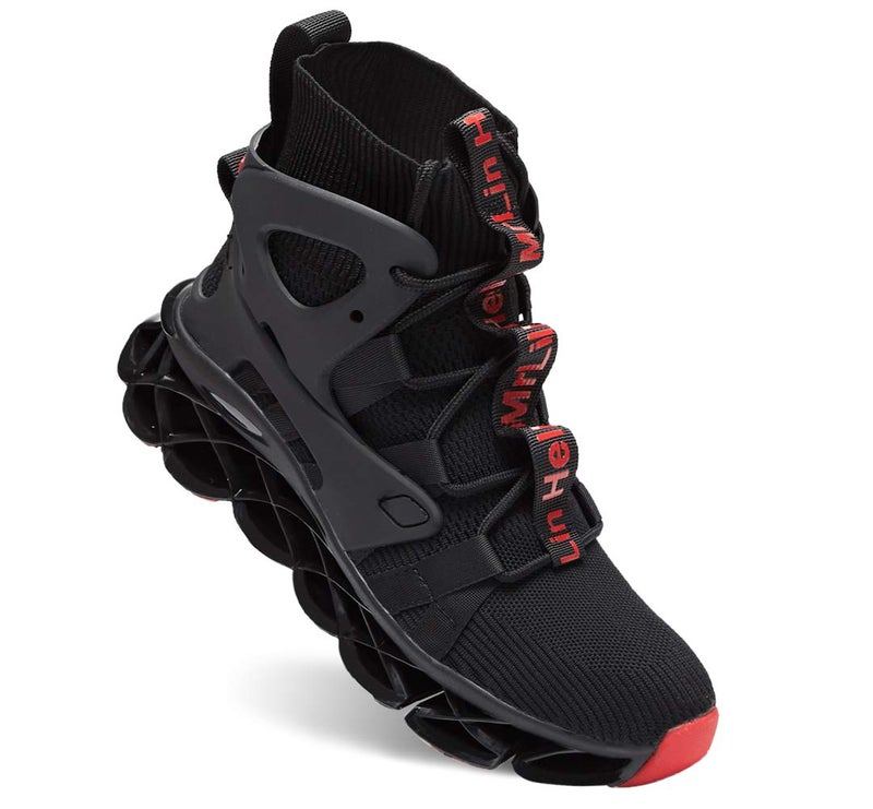 Hello MrLin Men's Running Shoes Non Slip Athletic Tennis Walking Blade Type Sneakers Hip Hop Black - Image 4